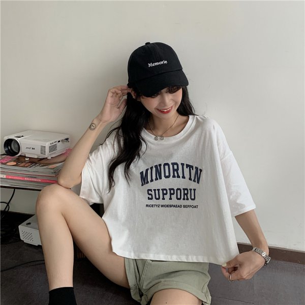 Summer New Korean Version Loose Wild Student Short Top