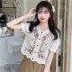 Korean Style Chic Top Summer New Style Knit Sweater Women Thin Hollow Puff Sleeve Stitching Short-Sleeved Cardigan Tide