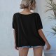 Simple Casual Loose V-Neck Bat Sleeve Women's Short Sleeve